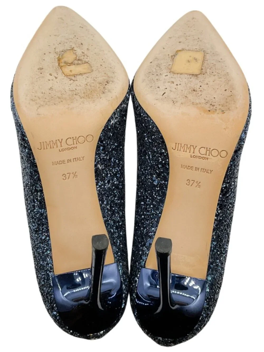 Jimmy Choo Navy Blue Glitter Pumps